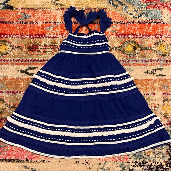Mini Boden Tiered Twirly Ric Rac Dress-Sapphire - Picture 1 of 4
